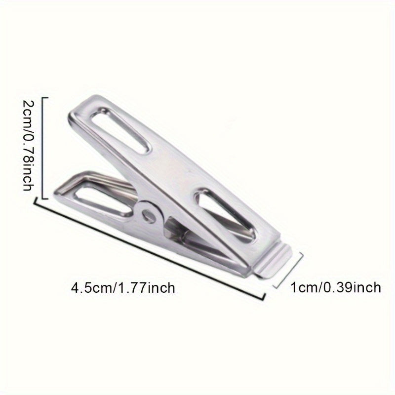 Set of 20 Heavy Duty Stainless Steel Clothespins for Hanging, Food Seals, Photos