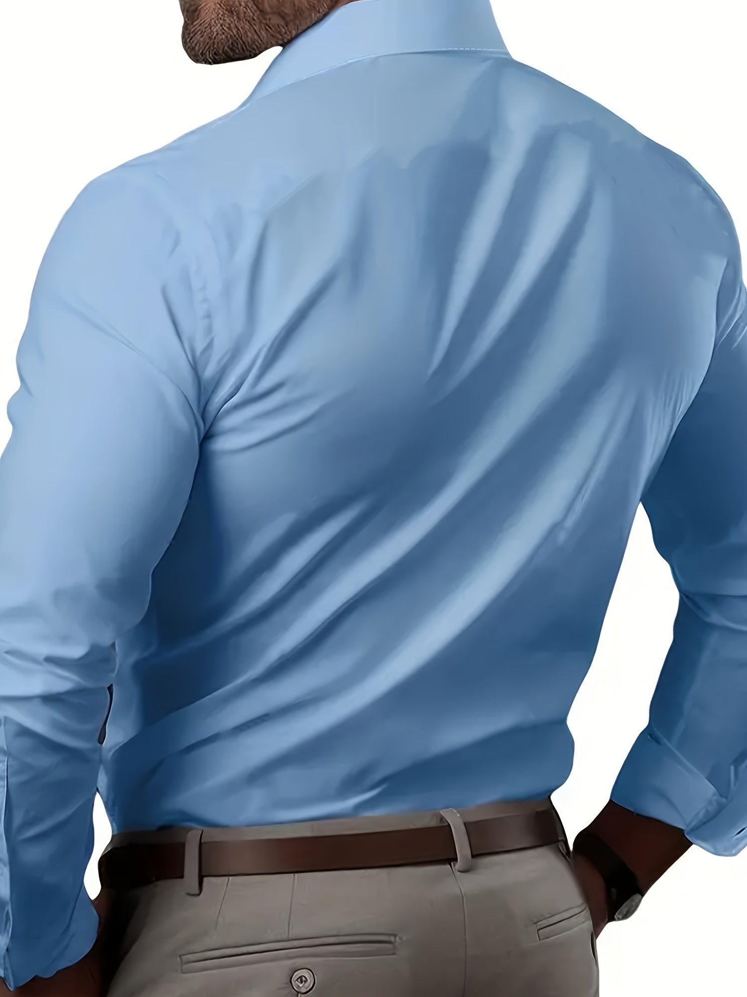 Men's Dark Gray Semi-Sheer Polyester Dress Shirt Long Sleeve Business Casual for Spring Fall