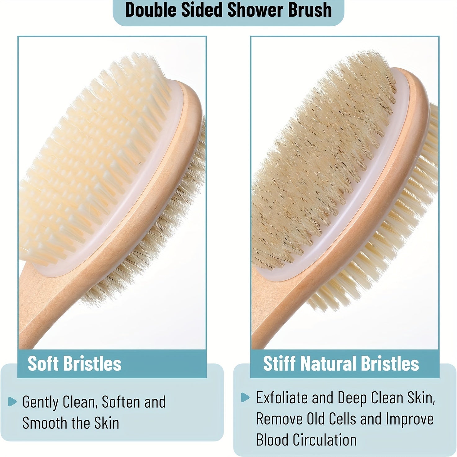 Long-Handled Dual-Sided Shower Brush for Deep Cleaning and Exfoliating