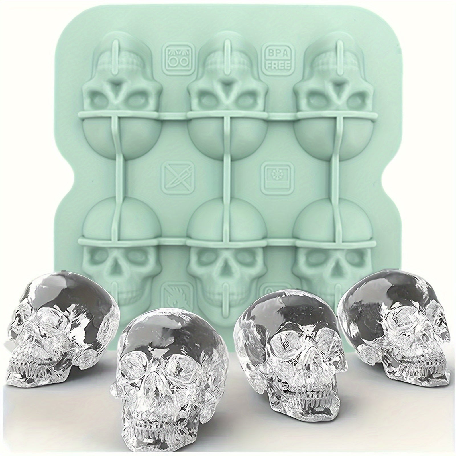 Skull Shaped Silicone Ice Cube Tray for Whiskey Cocktails Chocolate Jello