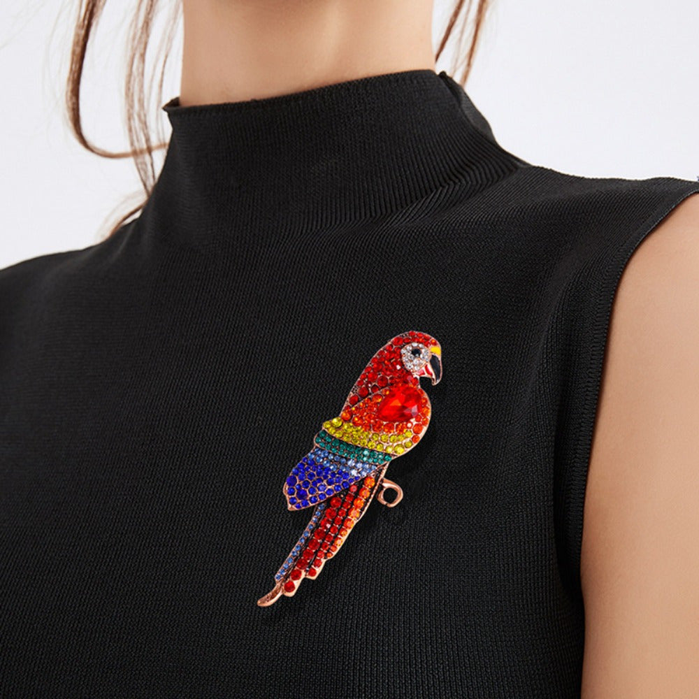 Colorful Rhinestone Parrot Brooch for Men and Women Animal Pin Jewelry Accessory