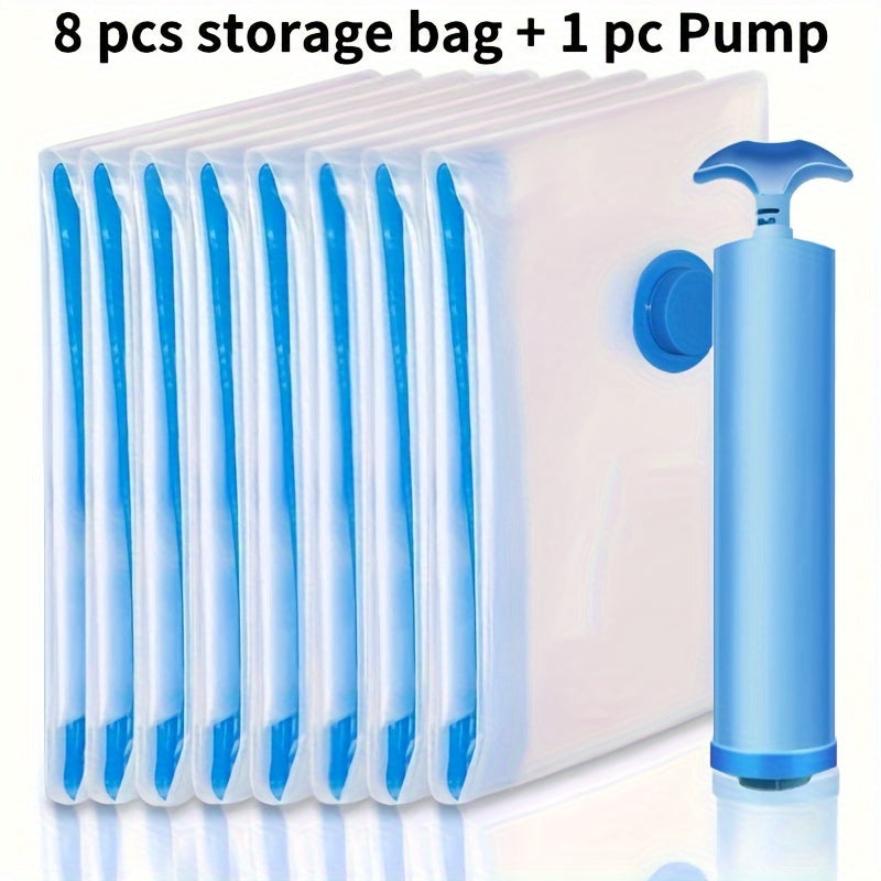 Vacuum Storage Bags Set of 8 with Hand Pump Compression Bags for Clothes