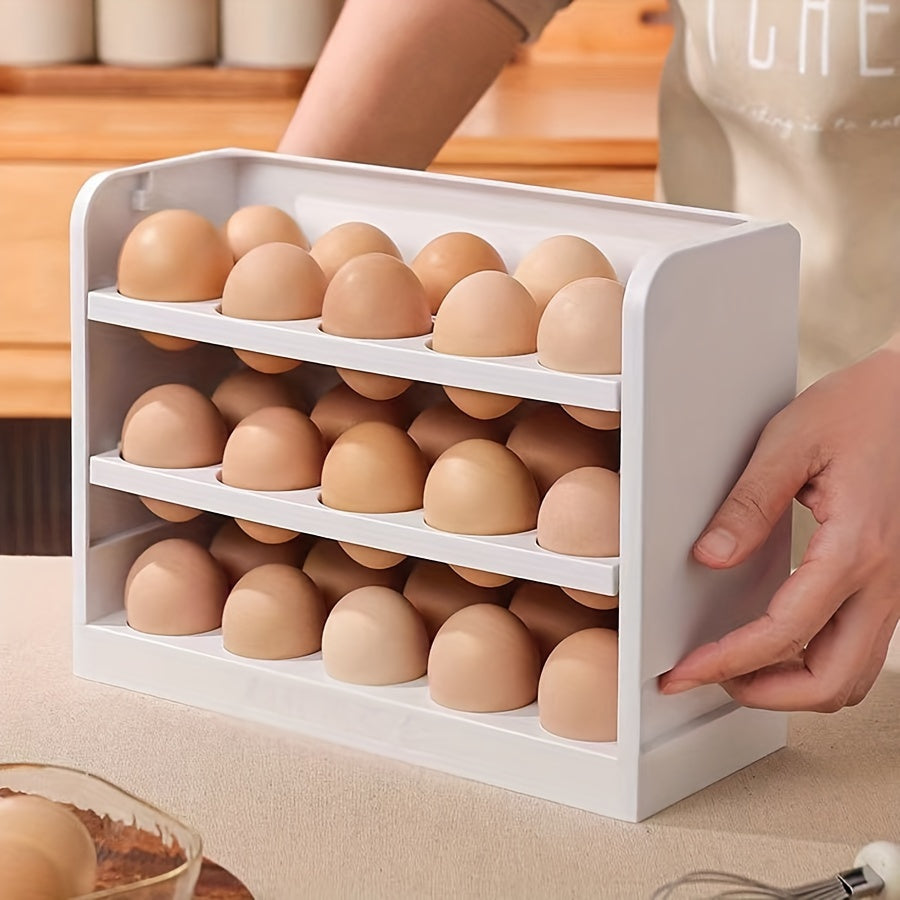 Large Capacity Plastic Egg Organizer for Refrigerator, 30 Egg Storage Box