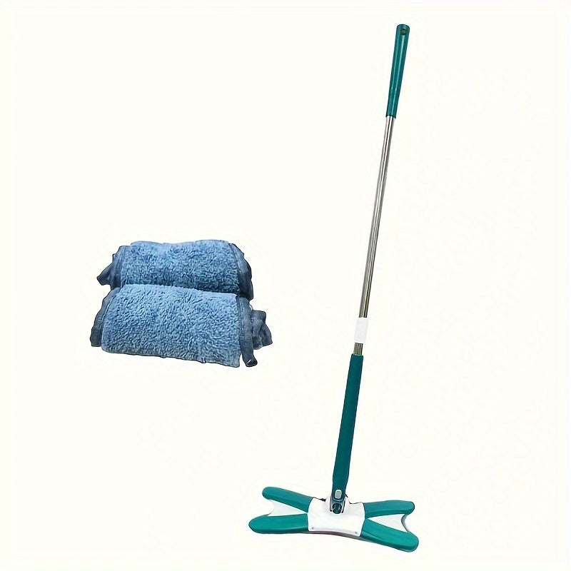 Butterfly Shaped Flat Mop Kit with Microfiber Pad and Reusable Cloths for Wet Dry Cleaning