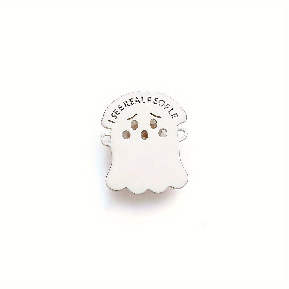 Pin de esmalte gótico personalizado de fantasma en acero inoxidable, regalo para Halloween y Día de los Muertos