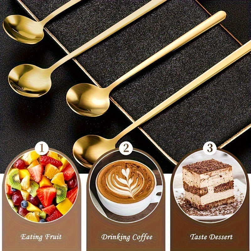Set of Four 17.4cm Stainless Steel Espresso Spoons for Coffee Tea Stirring