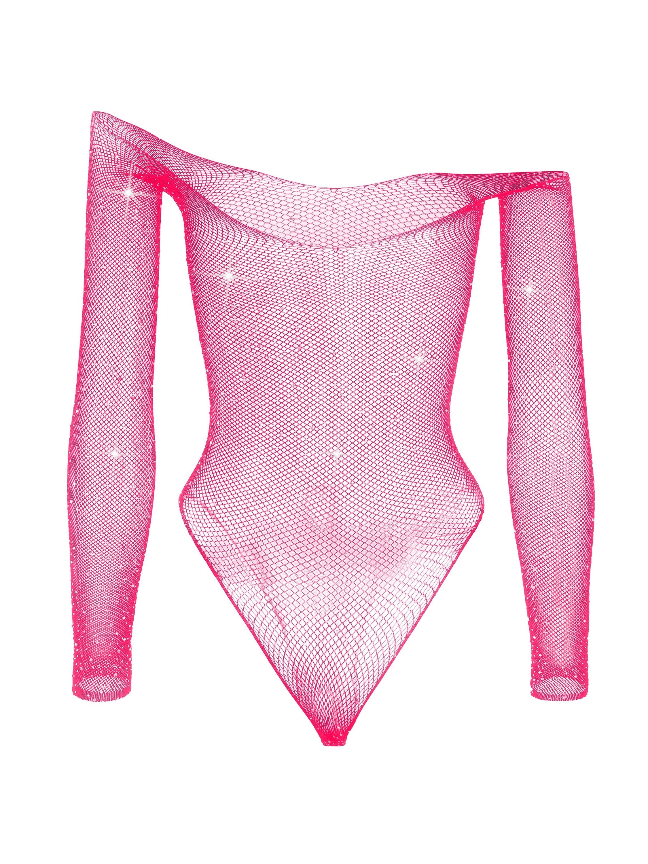 Women's Diamond Embossed Open Crotch Sexy Lingerie with Fishnet Stockings