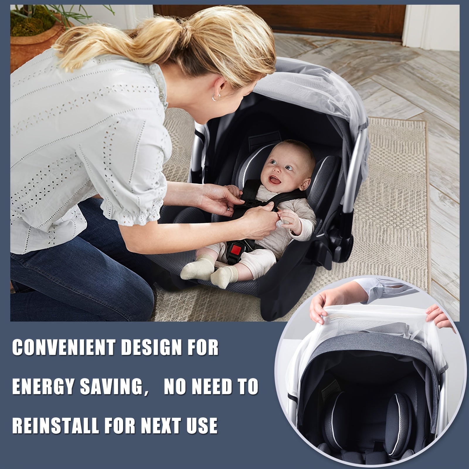 Baby Mosquito Net for Car Seats Strollers Bassinets Breathable White