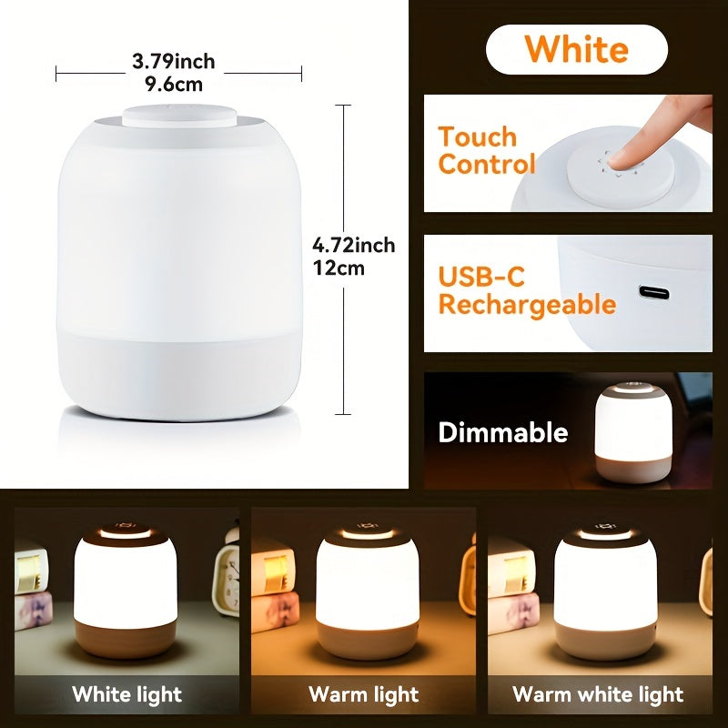 LED Touch Lamp with Adjustable Color Temperature Rechargeable 2400mAh Battery Portable Light