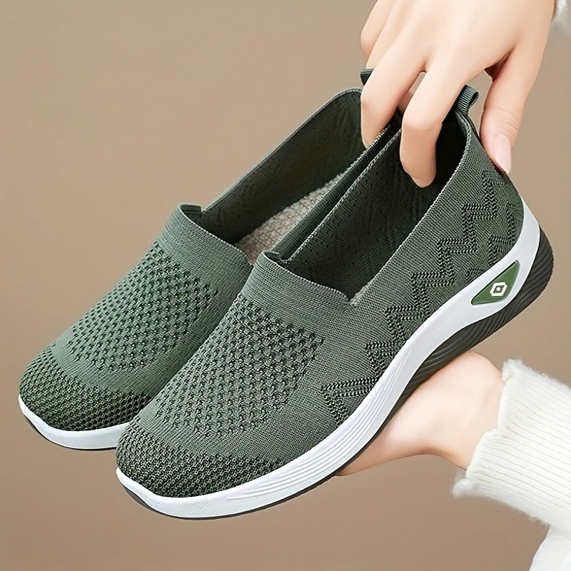 Women's Purple Slip-On Sneakers Breathable Fabric Casual Shoes
