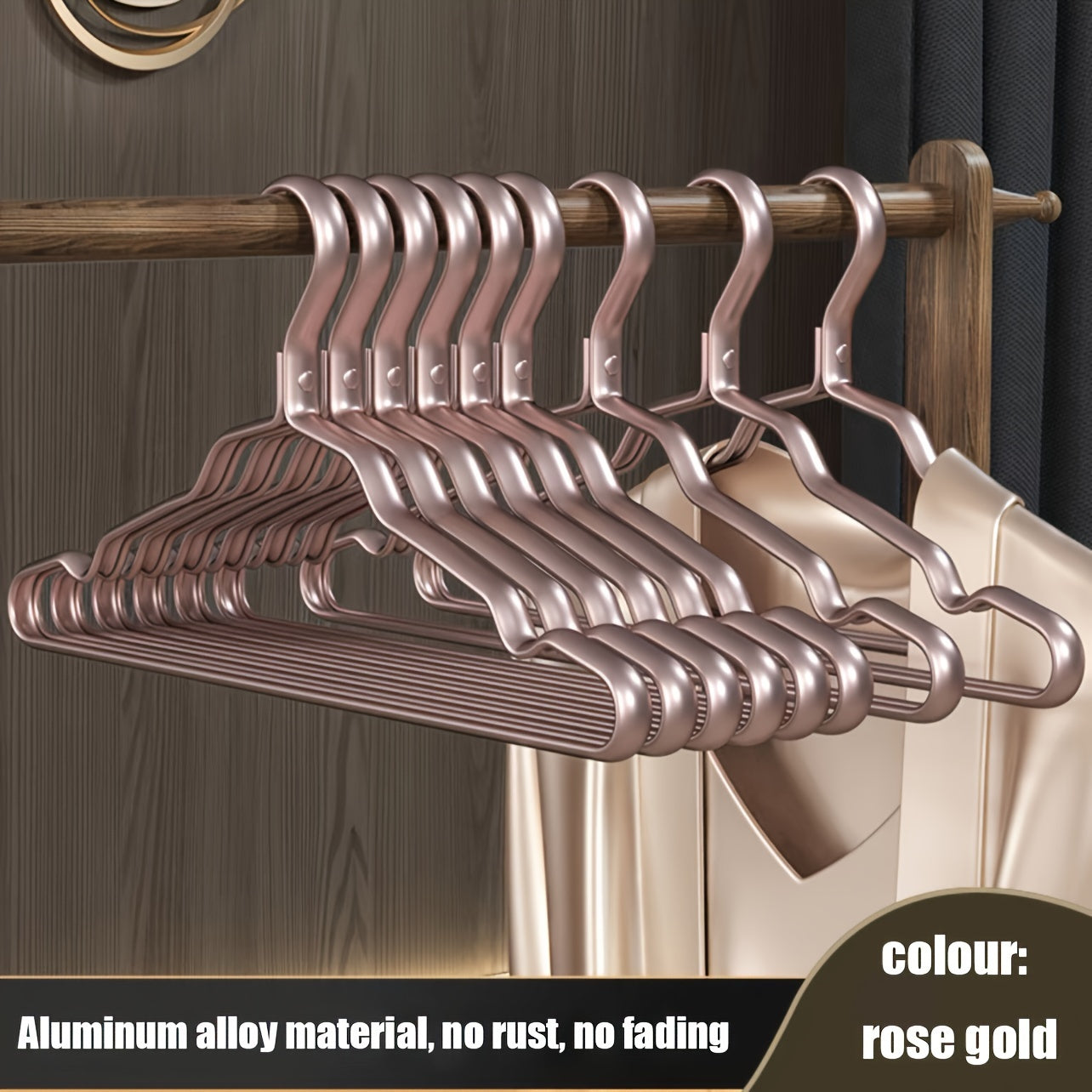 Set of 10 Aluminum Alloy Hangers with Rubber Coating Non-Slip Space-Saving Waterproof Rust-Proof