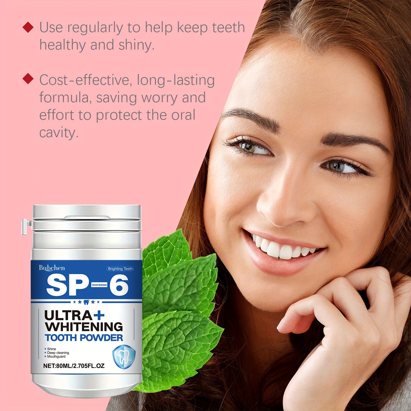 Polvo blanqueador para dientes para adultos 80ml sabor menta limpieza profunda