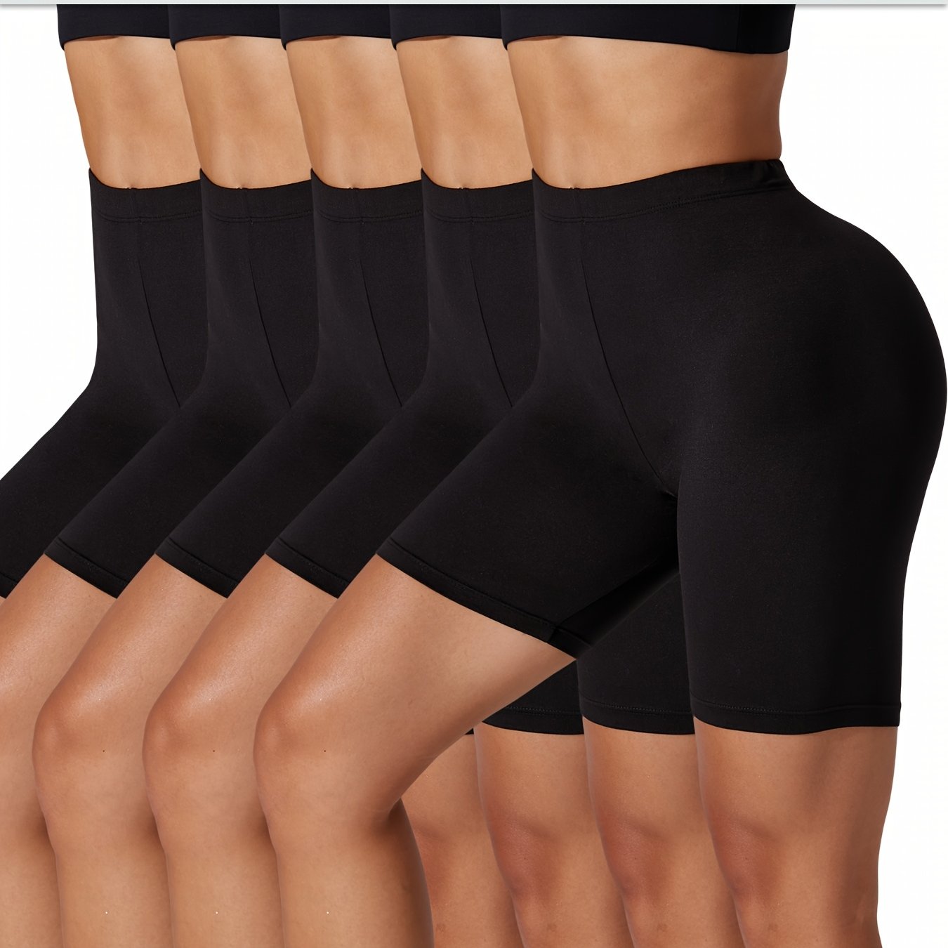 Pantalones cortos de ciclista suaves para mujer talla plus de 6 pulgadas de alto con costura sin costuras para entrenamiento y ropa deportiva