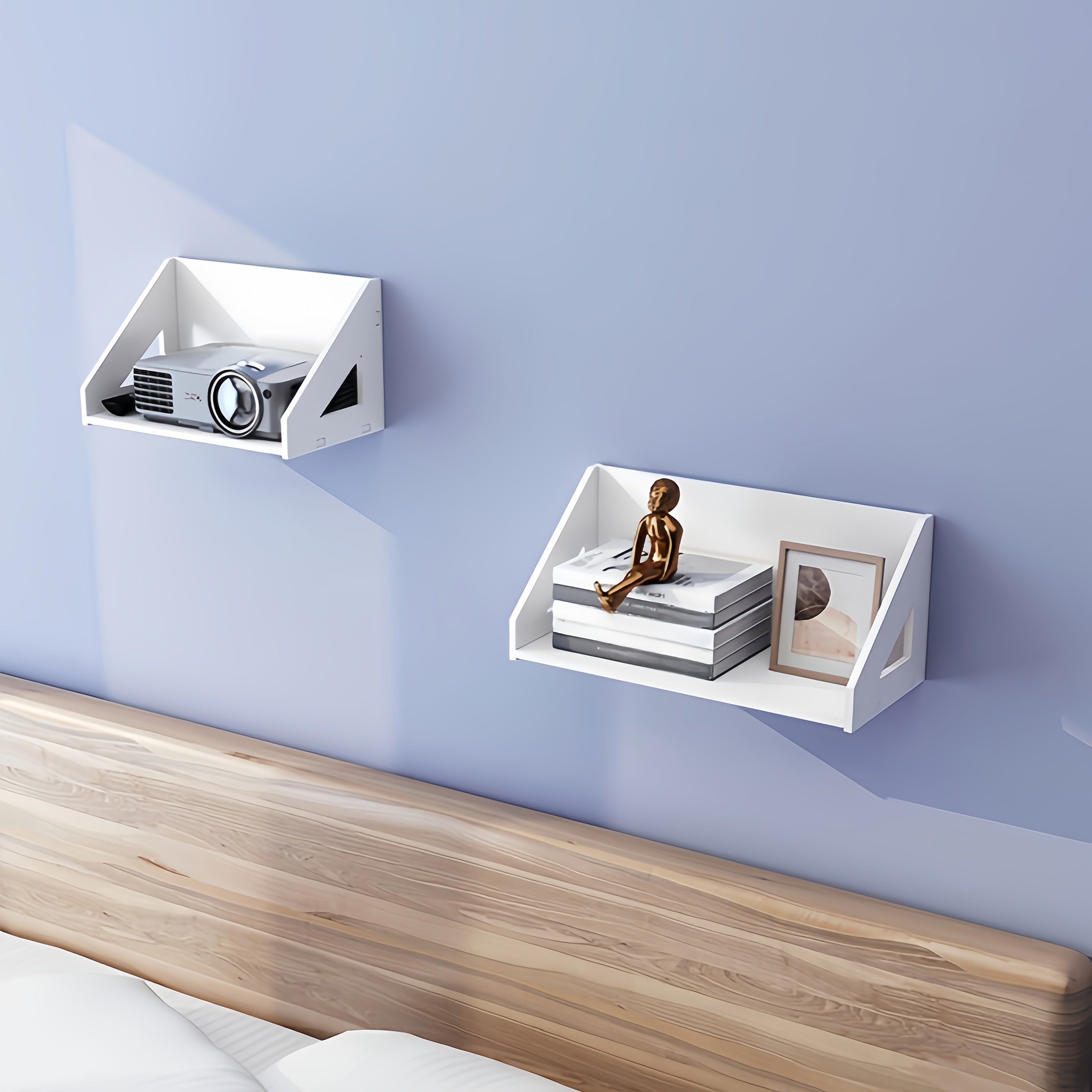 Wall-Mounted Projector Shelf Made of Durable Cork for Bedroom Living Room Office