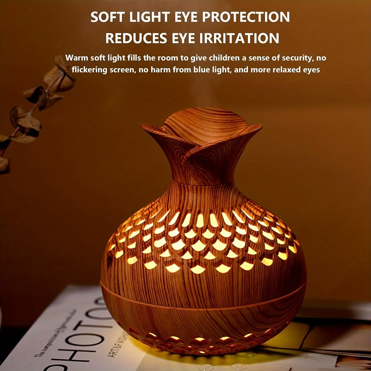 Wood Grain Aromatherapy Diffuser Humidifier USB Powered Air Purifier for Room
