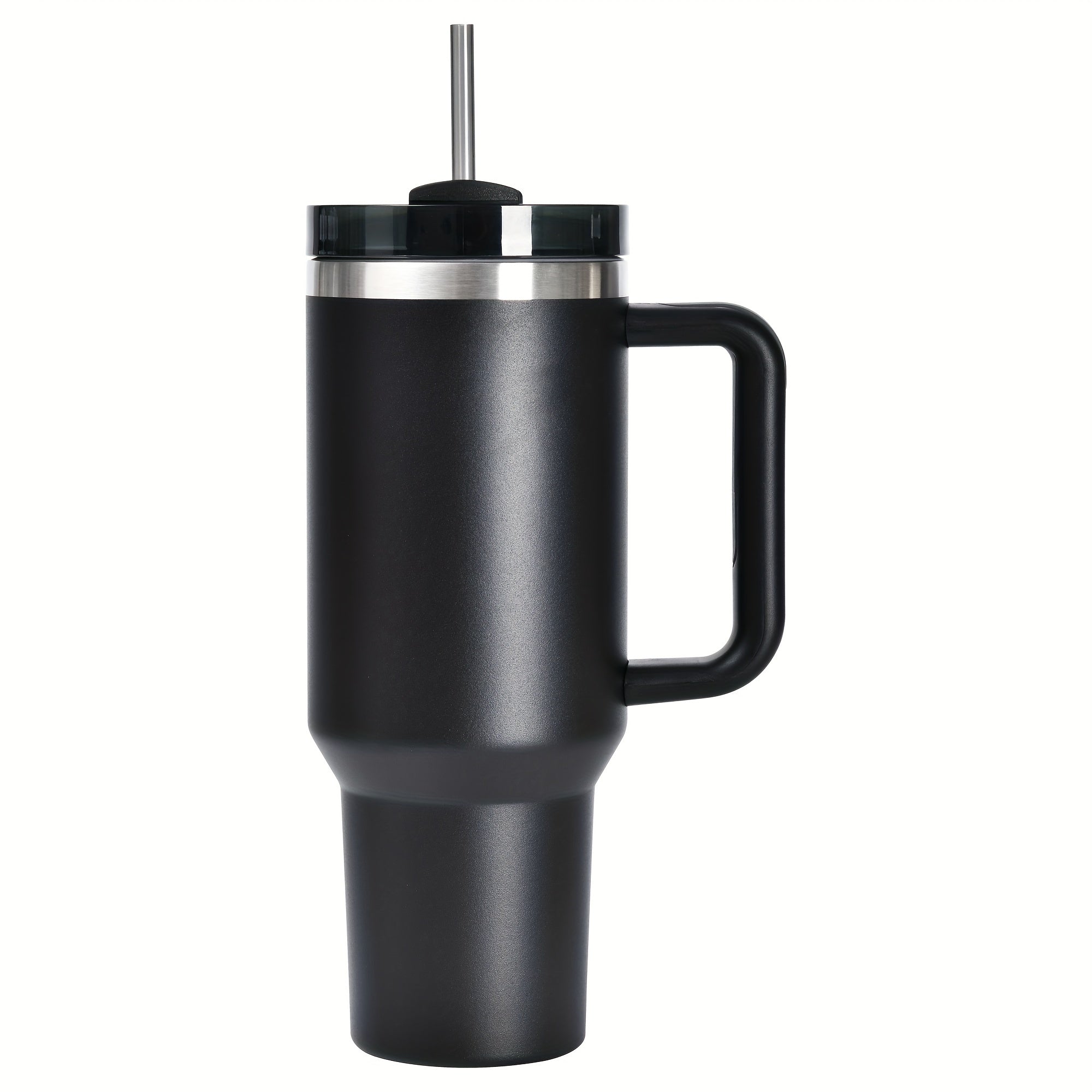 Taza de viaje de acero inoxidable de 40oz con tapa, pajilla, asa, aislamiento al vacío, apta para lavavajillas, gris claro, rosa, marfil, blanco