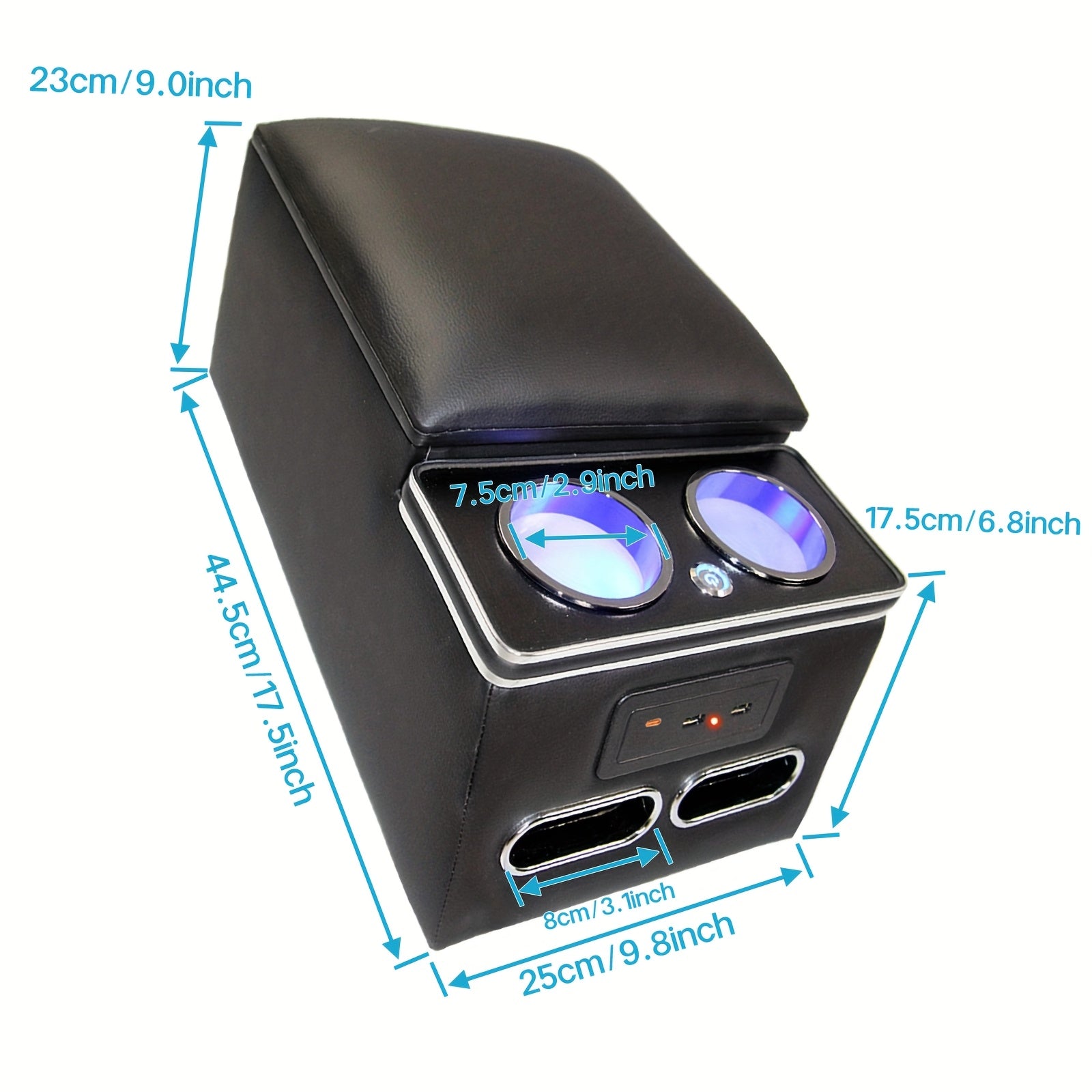 Ящик для хранения подлокотника в центре автомобиля с USB-портами и держателем для телефона