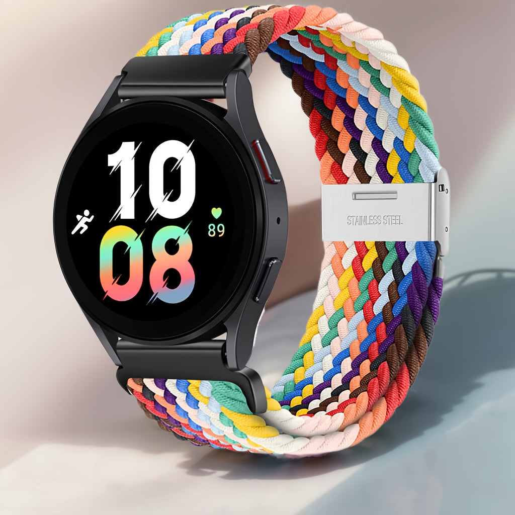 Nylon Braided Sport Loop Band for Galaxy Watch 4 5 6 7 and Active 2 3 4 5 22mm Strap for Men Women