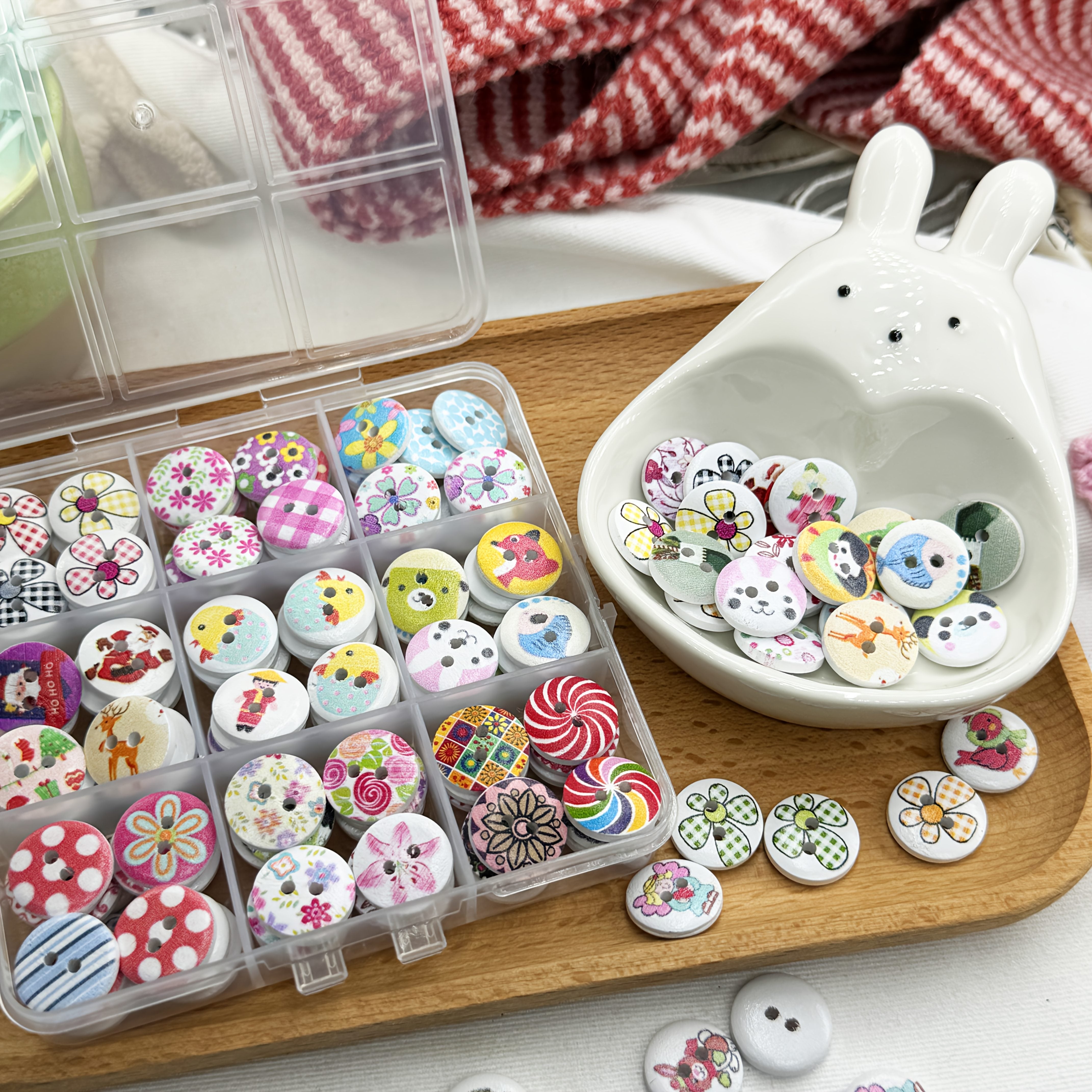 Set de botones decorativos DIY variados, base blanca, 108 piezas para días festivos de regalo