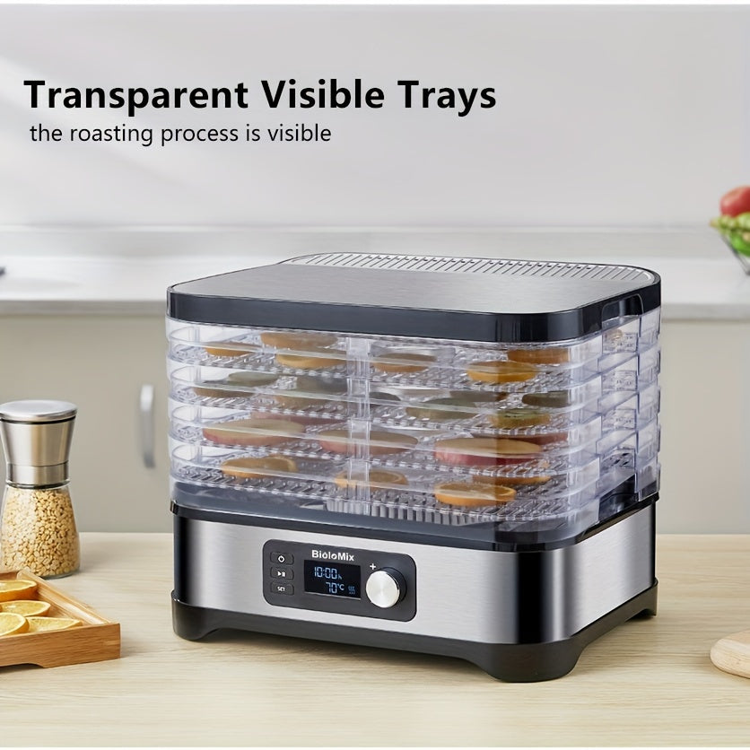 Deshidratador de alimentos con 5 bandejas, pantalla LED, temporizador digital, control de temperatura, enchufe EU