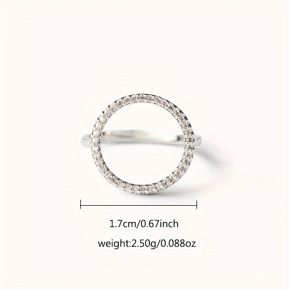Sterling Silver Gold Plated Zirconia Circle Ring for Women