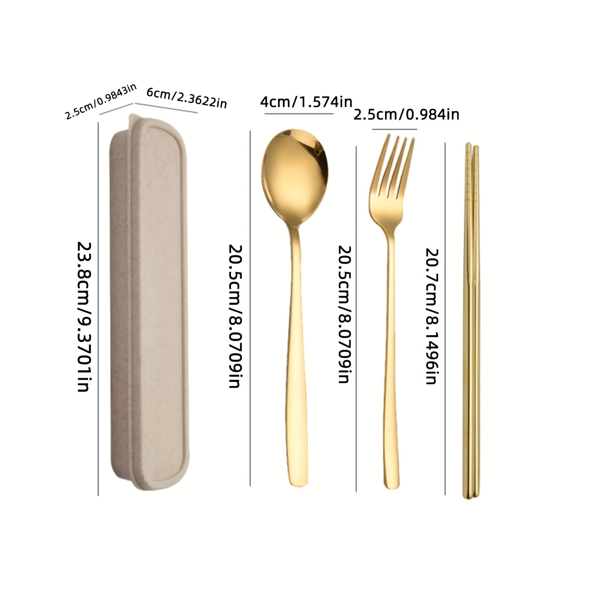 Set of 4 Stainless Steel Portable Cutlery with Reusable Box Fork Spoon Chopsticks for Camping Outdoor Dining