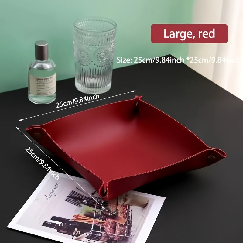 European Leather Desk Organizer for Keys Jewelry and Cosmetics Elegant Home Storage Tray