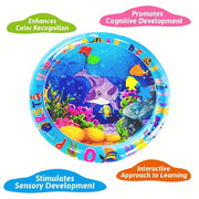 Inflatable Baby Playmat for Tummy Time and Water Play, Round Dolphin Design