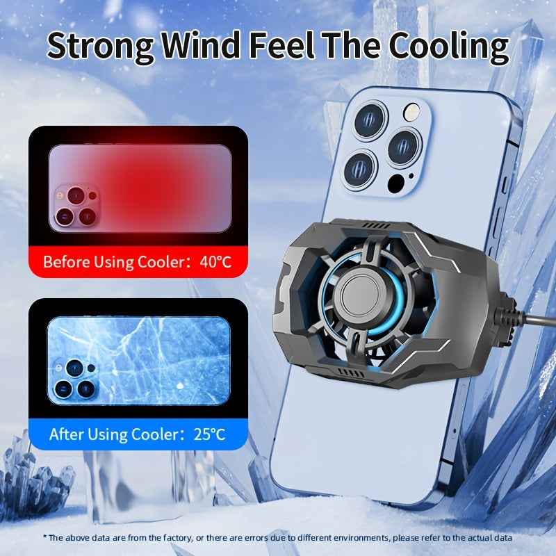USB Powered Gaming Cell Phone Cooling Fan with Silent Operation and Blue LED Lights
