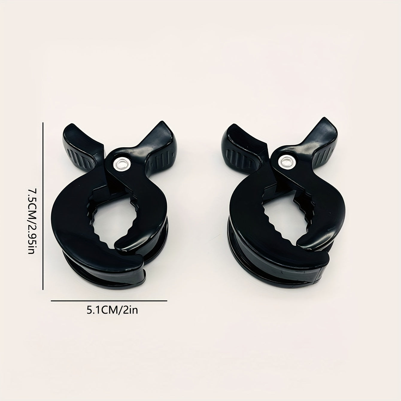 Set of 2 Black Stroller Clips ABS Plastic for Strollers and Accessories