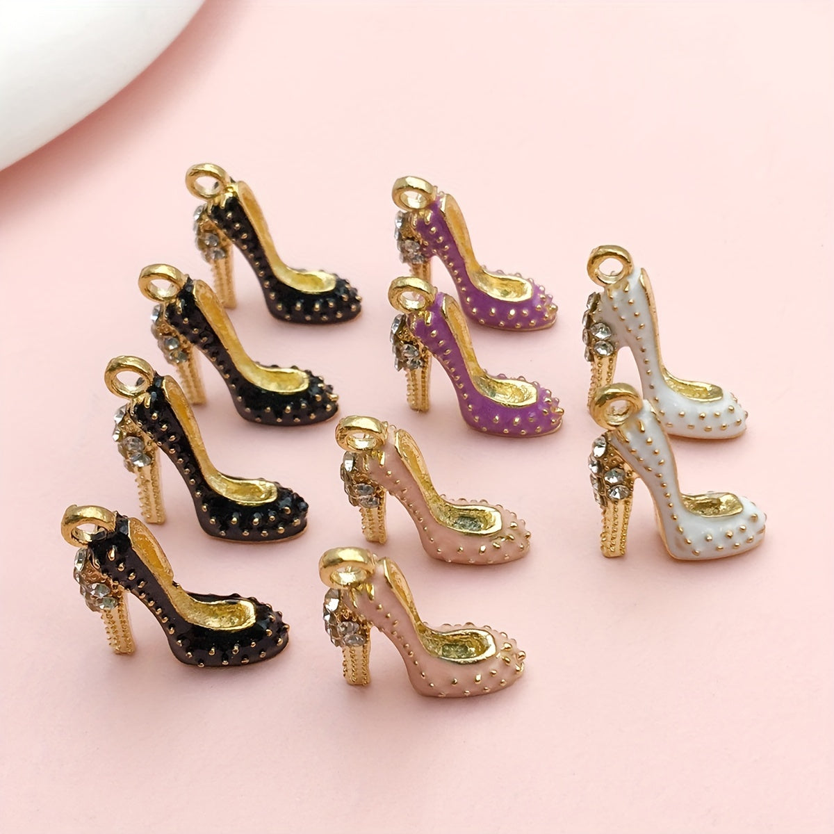 Pack of 10 Alloy Enamel High Heel Shoe Charms for Jewelry Making 18x14mm in 4 Colors