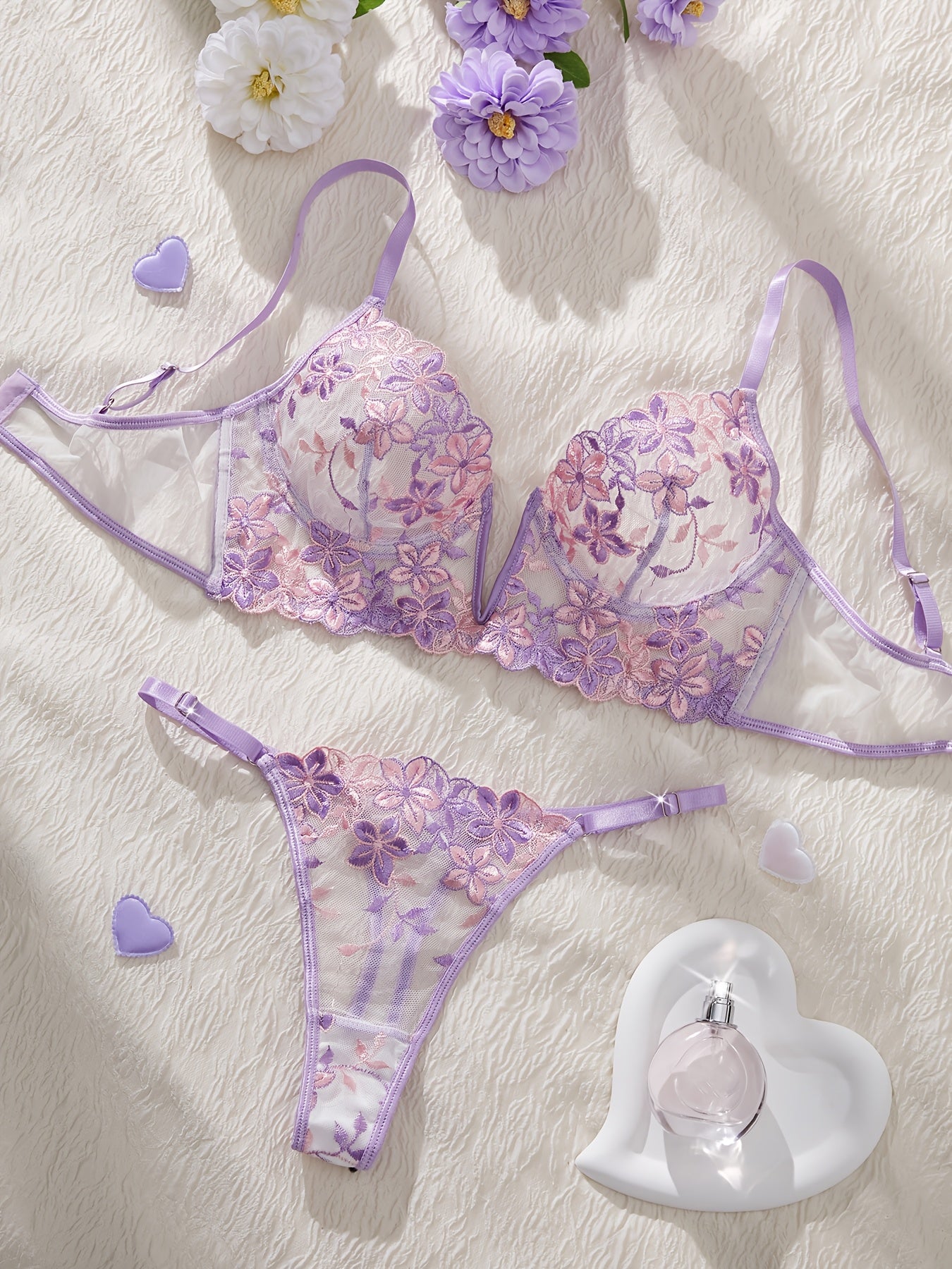 Women's Light Purple Lingerie Set for Valentine's Day Eve