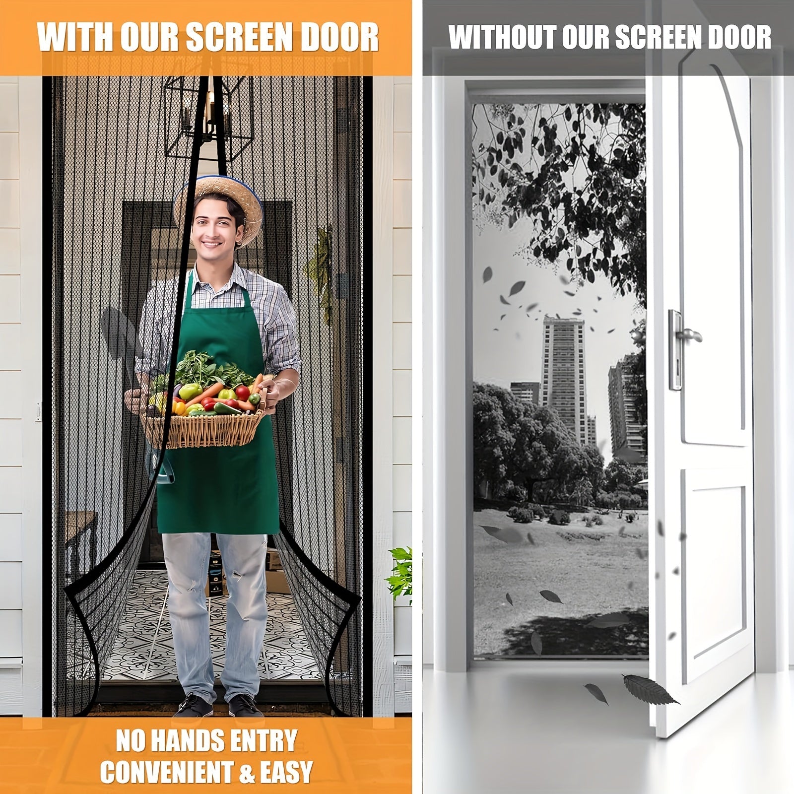Magnetic Screen Door for Insect Prevention Self-Sealing Hands-Free Mesh Curtain for Home and Bedroom