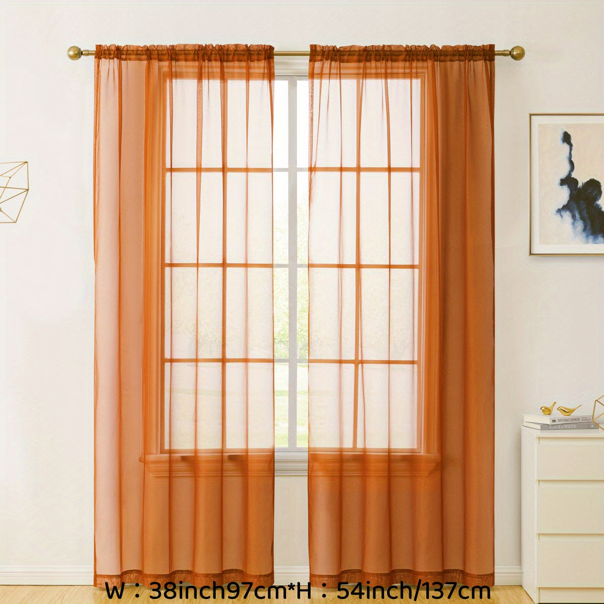 Sheer Voile Curtain Panels for Living Room Bedroom Kitchen Semi-Transparent Polyester