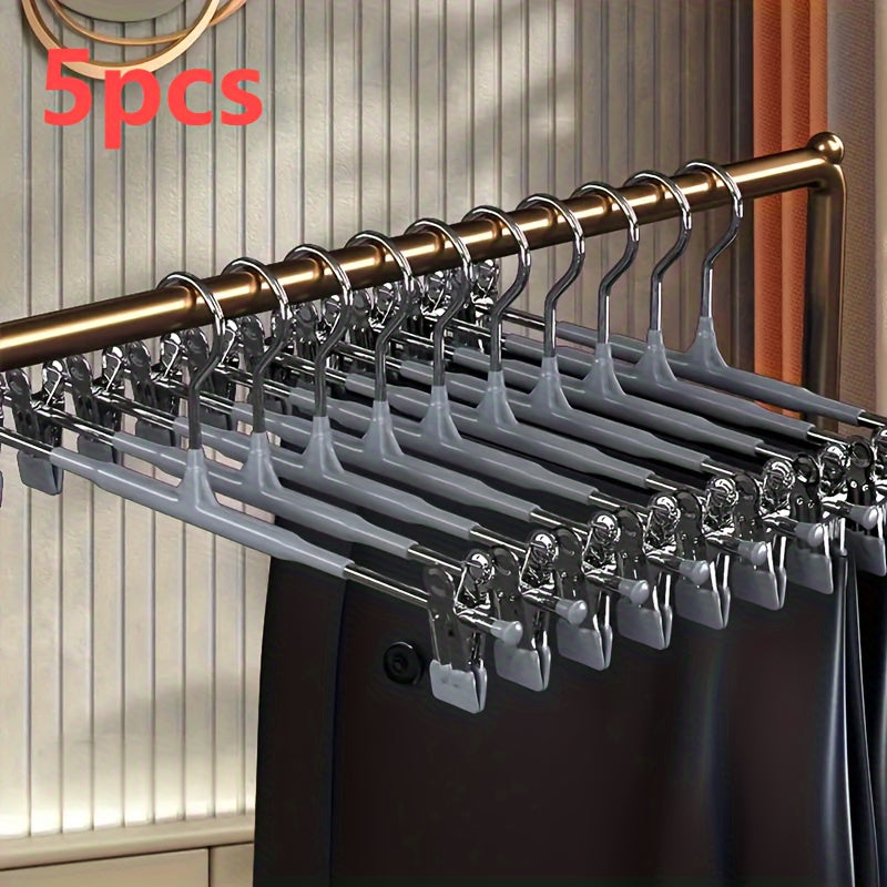 Juego de 5 perchas antideslizantes de acero inoxidable para pantalones, faldas, sujetadores y bufandas, organizador de armario que ahorra espacio