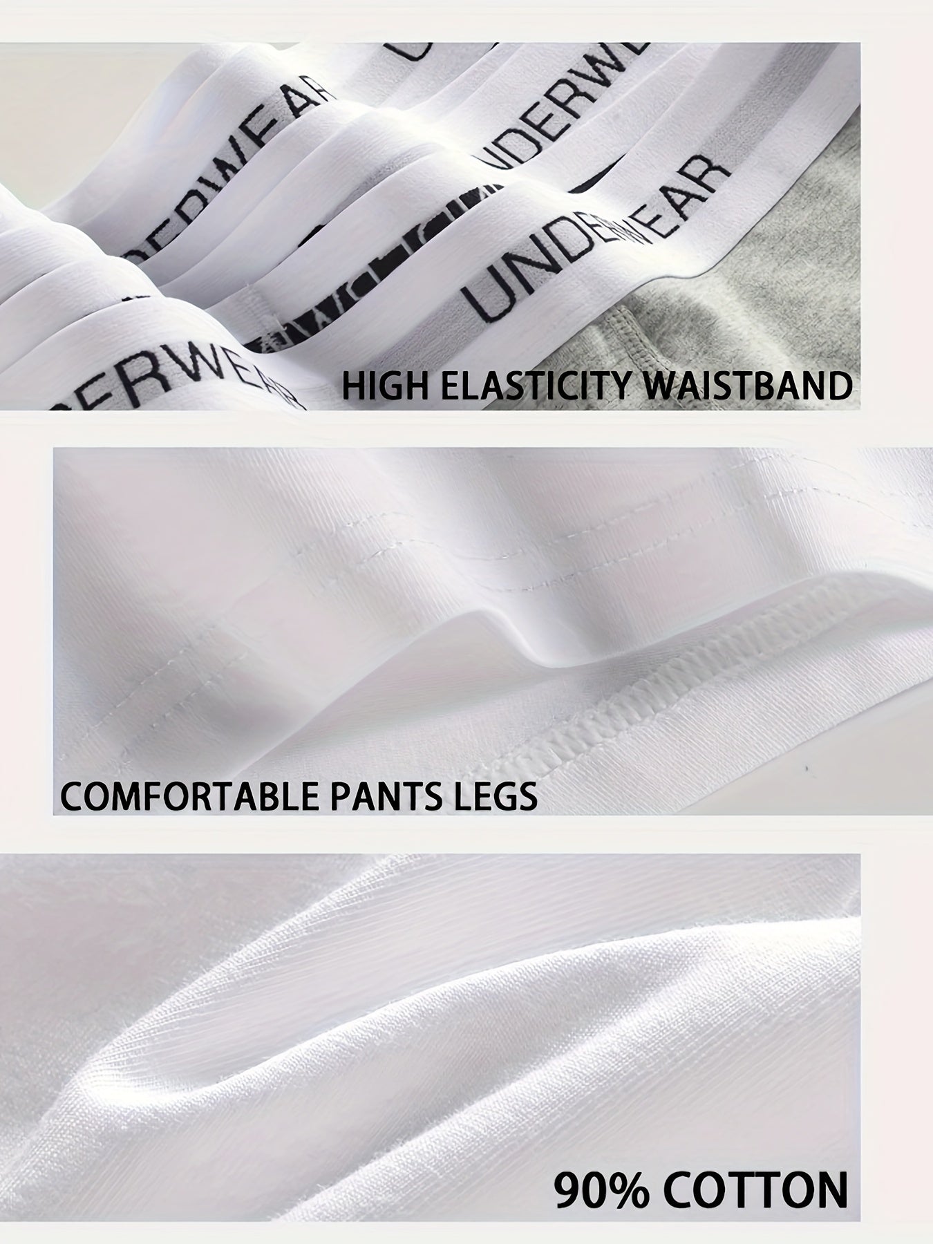 Men's Cotton Boxer Briefs Breathable Stretch Solid Color Pack of 5