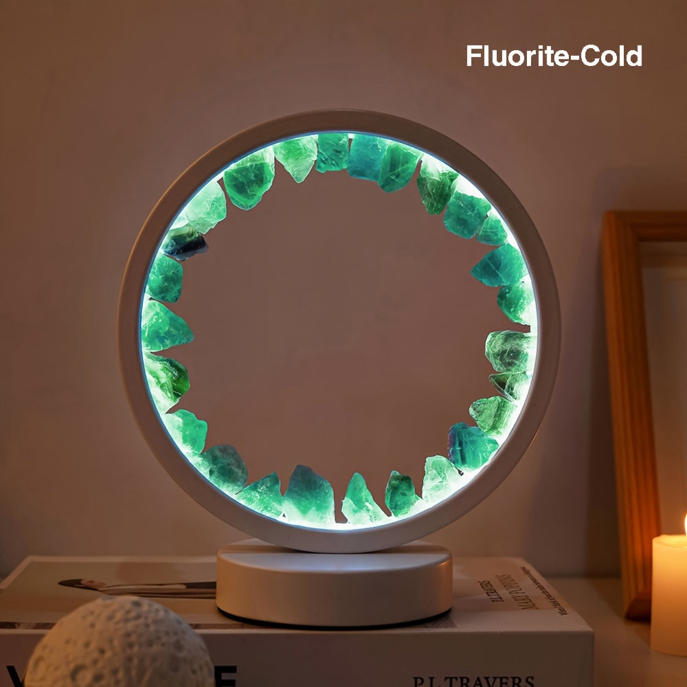 Rechargeable LED Lamp with Amethyst Quartz Cluster for Bedroom and Desk Decor