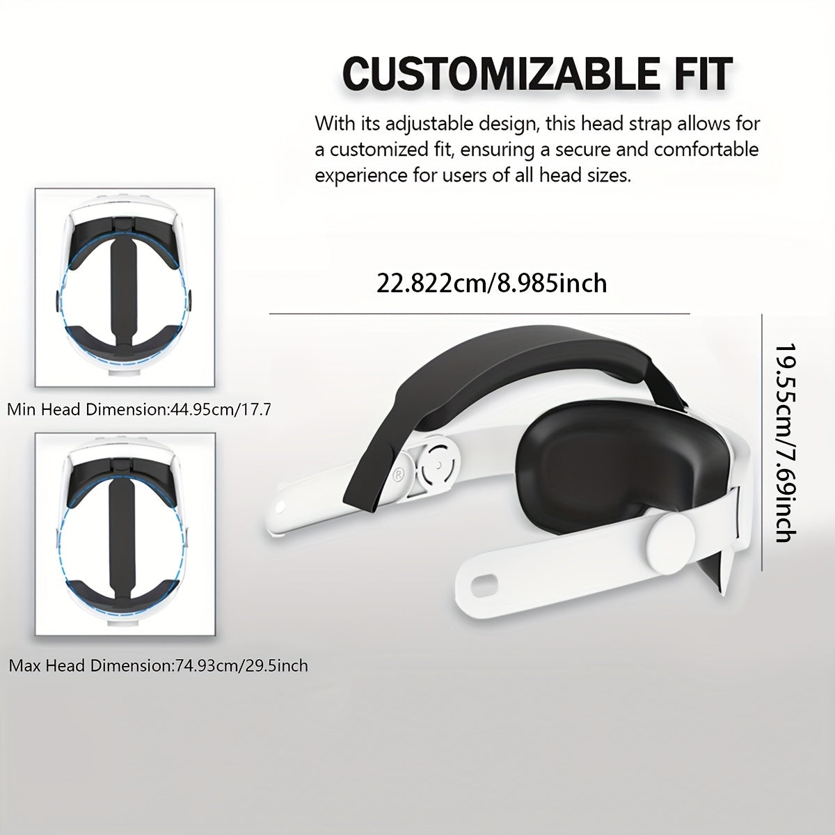 Adjustable Head Strap for MetaQuest 3 VR Headset Support and Comfort