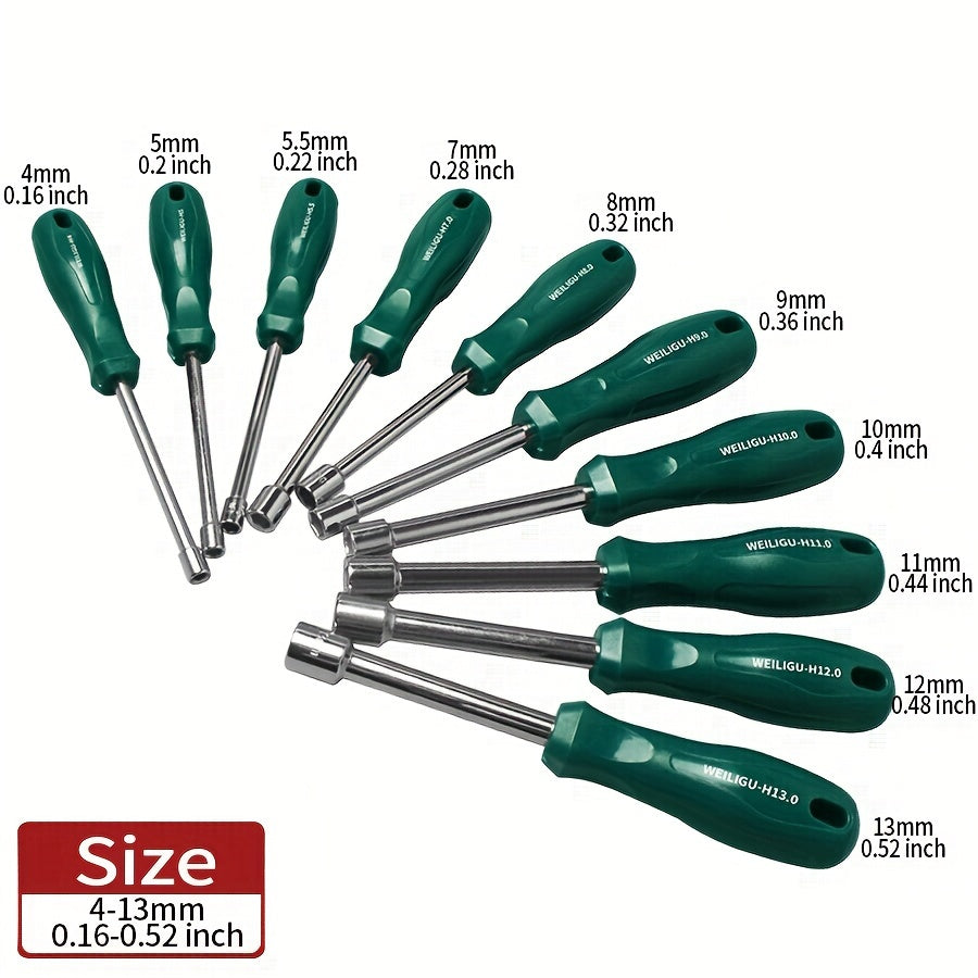 Manual Socket Wrench Set for Hex Screws 6-12mm, Durable Steel