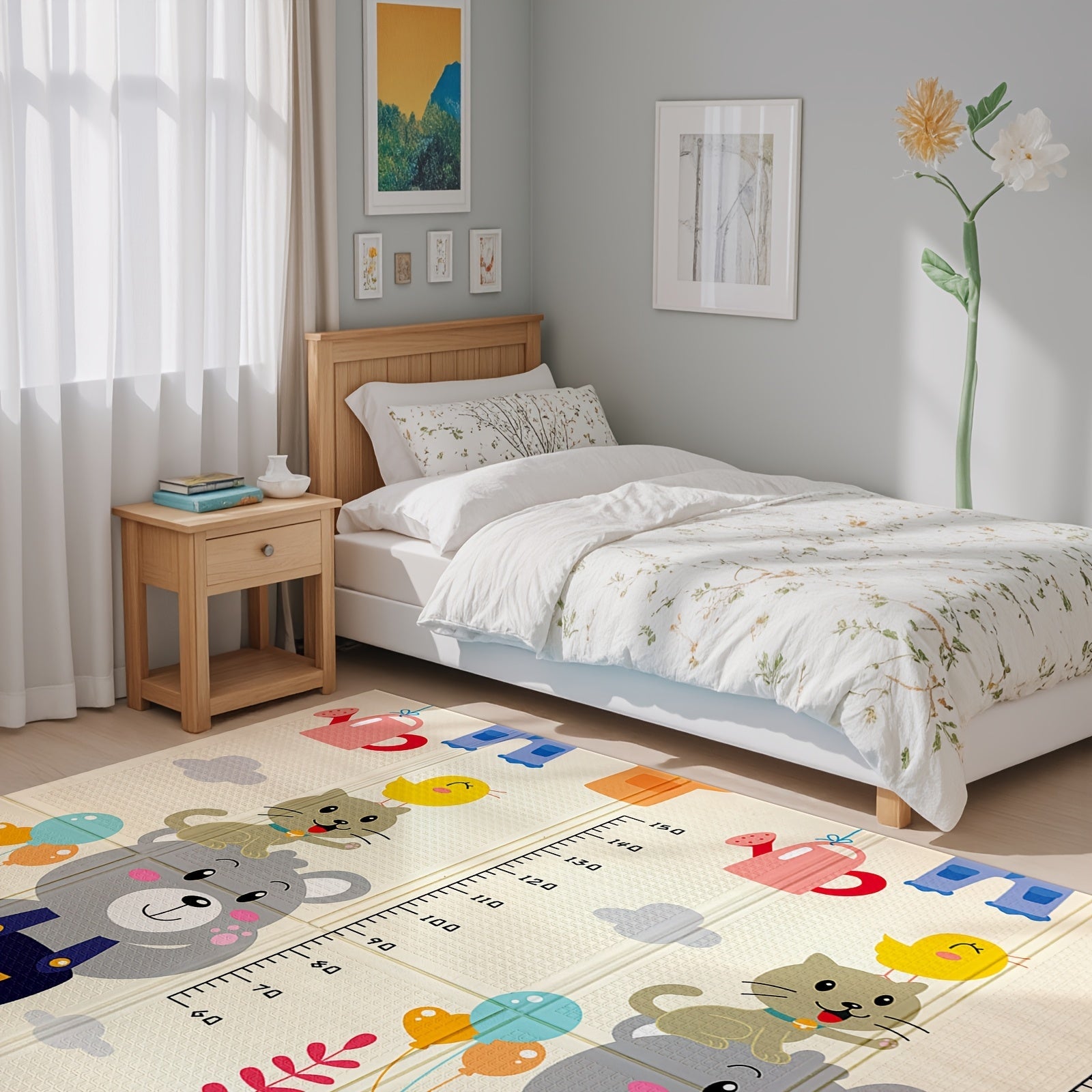 Reversible Non-Slip Waterproof Play Mat with Travel Bag for Indoor and Outdoor Use