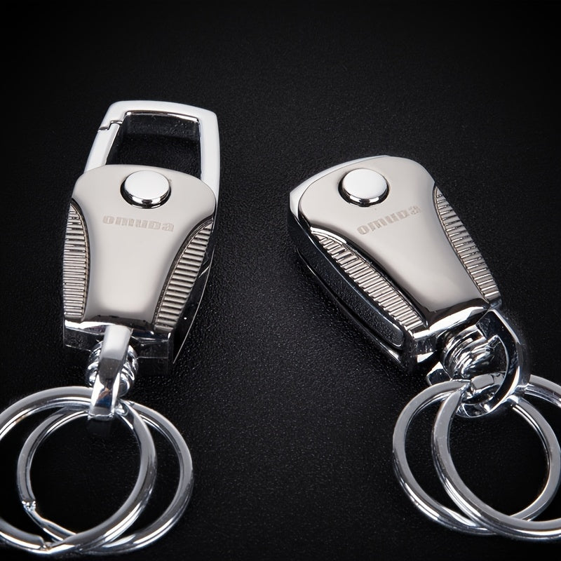 Unisex Collapsible Metal Car Key Chain with Keyring and Hanging Accessory