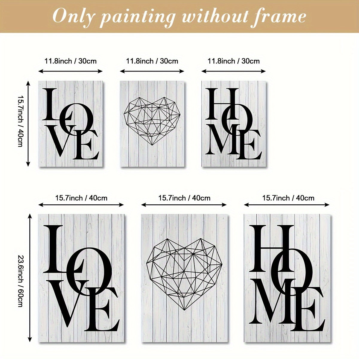 Scandinavian Black and White Canvas Wall Art Set Geometric Heart Modern Living Room Decor