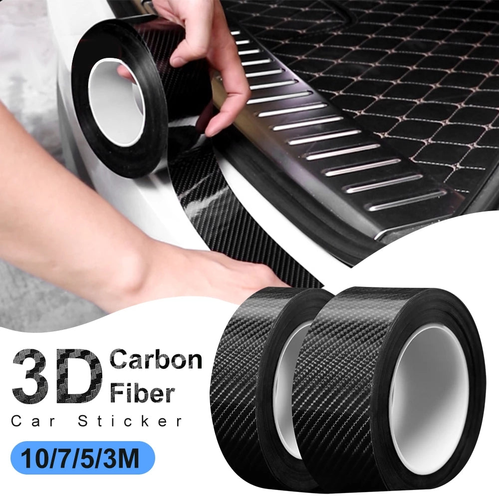 3D Carbon Fiber Car Sticker 5m Waterproof Vinyl Wrap for Doors and Mirrors