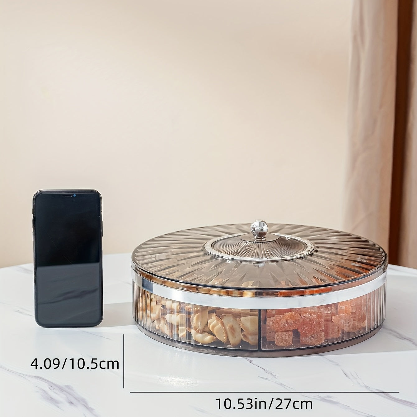 To'ylar, tug'ilgan kunlar va ziyofatlar uchun qopqog'li shirinliklar saqlash qutisi 10.53 dyuym