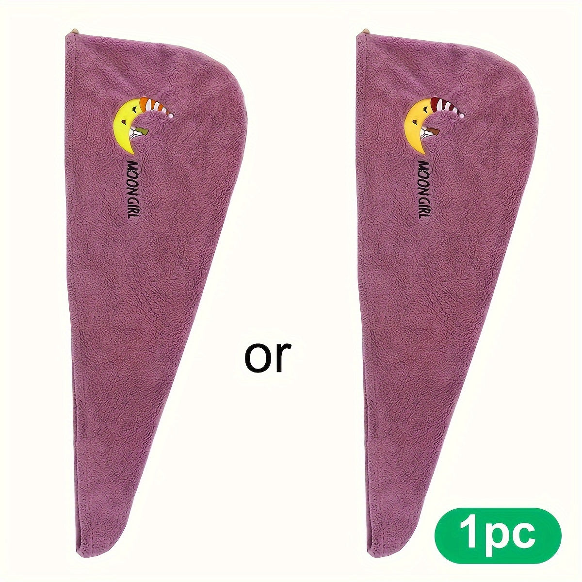 Ultra-absorbent mikroto'qima soch to'plami qiziqarli multfilm dizaynlarida - tez quriydigan, engil dush qopqog'i ayollar uchun. Moviy, binafsha, sariq, pushti ranglarda mavjud. Yumshoq va qulay polyester aralashmasi.