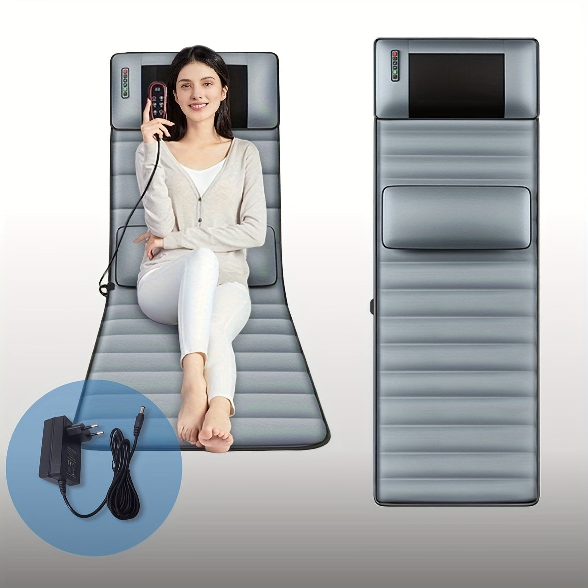 Full Body Massage Pad with Shiatsu Heat Vibration Velvet Fabric for Home Office Relaxation