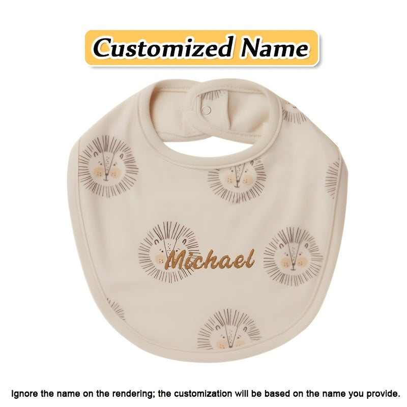 Baby Bib Adjustable Embroidered Name Soft Absorbent Knit for Newborns