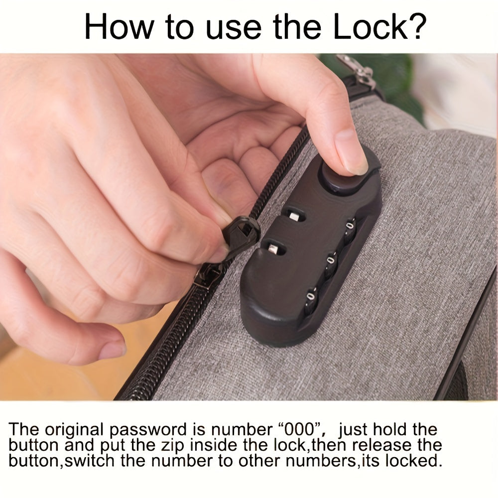 Document Organizer Bag with Combination Lock, 3-Layer File Storage, Water-Resistant Zipper