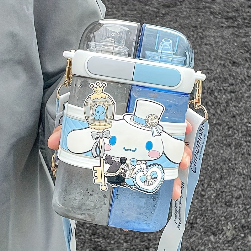 Vaso de plástico para beber de 640ML con correa, botella de agua resistente a altas temperaturas para niños