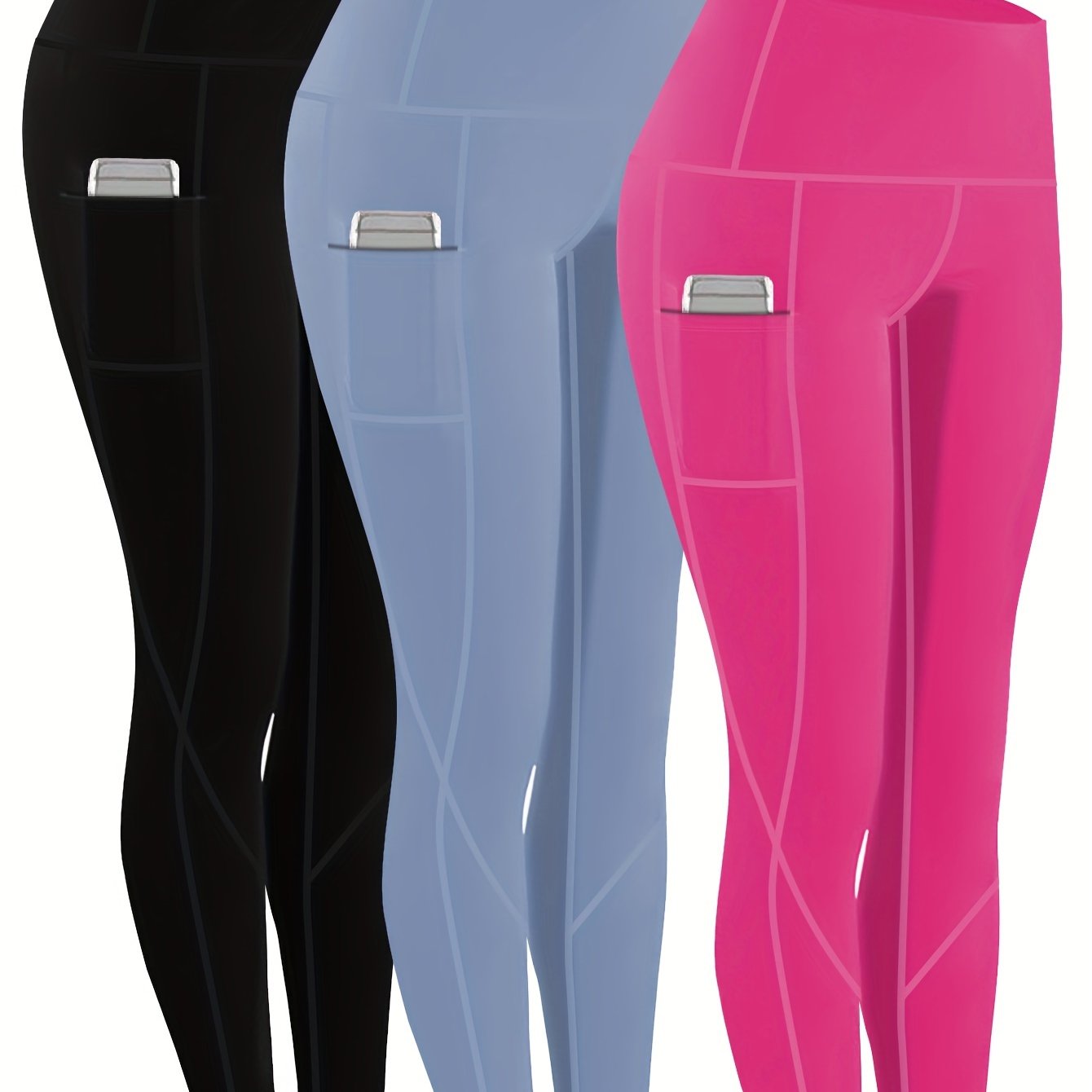 Plus Size Women's Yoga Leggings Set with Pockets High Stretch Spandex